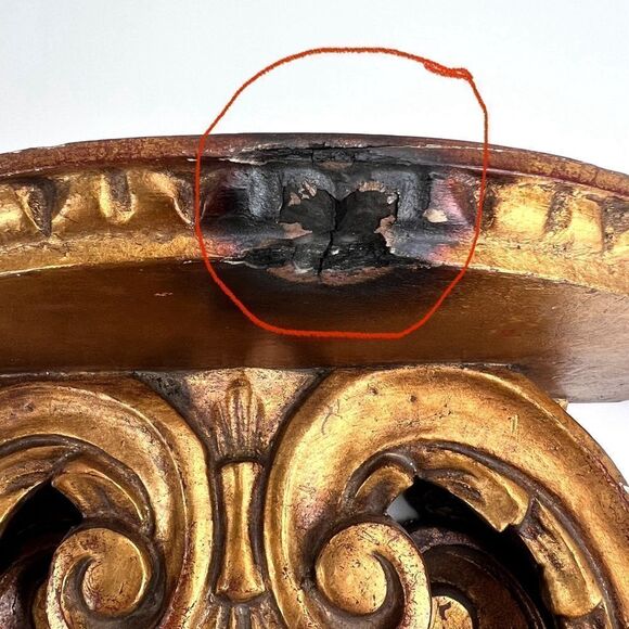 PAIR OF GILT WOOD WALL SHELVES BRACKETS ITALIAN FLORENTINE ROCOCO GOLD GILT - Picture 8 of 16